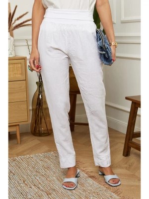 Zdjęcie produktu Rodier Lin Lniane spodnie "Provence" w kolorze białym rozmiar: XL/XXL
