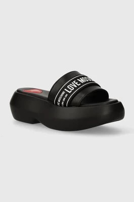Zdjęcie produktu Love Moschino klapki damskie kolor czarny na platformie JA28107I0IIX700A