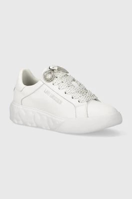 Zdjęcie produktu Love Moschino sneakersy skórzane kolor biały JA15554G0IIA0100