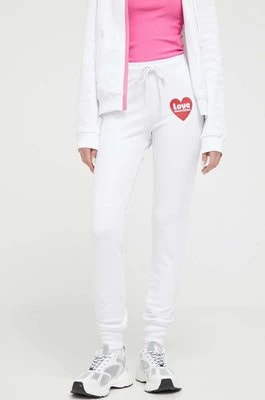 Zdjęcie produktu Love Moschino spodnie dresowe kolor biały z nadrukiem