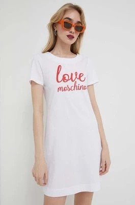 Zdjęcie produktu Love Moschino sukienka bawełniana kolor biały mini prosta