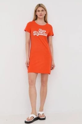 Zdjęcie produktu Love Moschino sukienka bawełniana kolor pomarańczowy mini prosta