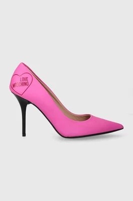Zdjęcie produktu Love Moschino szpilki skórzane kolor różowy JA10409G1IIE0604