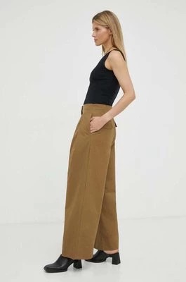 Zdjęcie produktu Lovechild spodnie bawełniane kolor zielony szerokie high waist