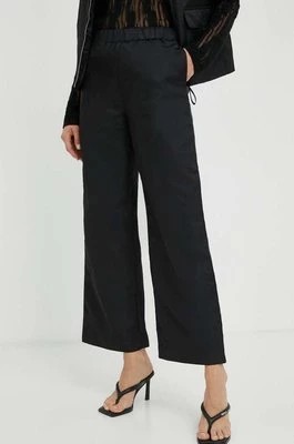 Zdjęcie produktu Lovechild spodnie damskie kolor czarny szerokie high waist