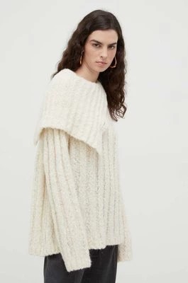 Zdjęcie produktu Lovechild sweter wełniany damski kolor beżowy ciepły z golfem