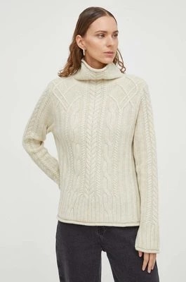 Zdjęcie produktu Lovechild sweter wełniany damski kolor beżowy z golfem 8814164