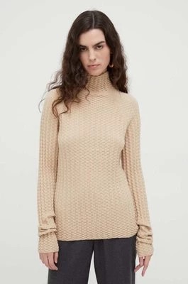 Zdjęcie produktu Lovechild sweter z domieszką wełny damski kolor beżowy lekki z półgolfem