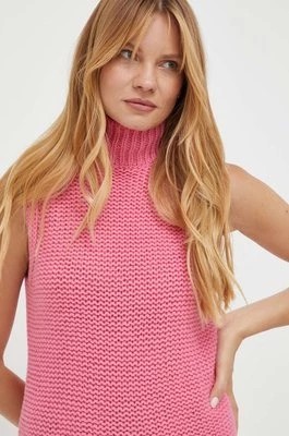 Zdjęcie produktu Luisa Spagnoli kamizelka wełniana kolor różowy ciepły z golfem