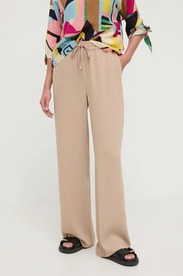 Zdjęcie produktu Luisa Spagnoli spodnie damskie kolor beżowy szerokie high waist