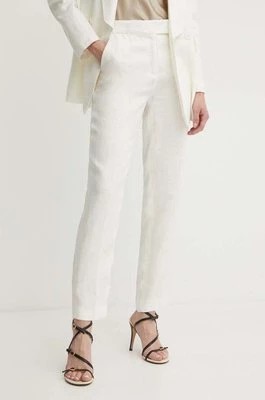 Zdjęcie produktu Luisa Spagnoli spodnie lniane ALEX kolor beżowy dopasowane high waist 541042