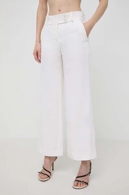 Zdjęcie produktu Luisa Spagnoli spodnie lniane kolor beżowy proste high waist