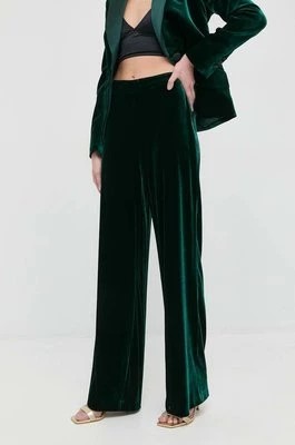 Zdjęcie produktu Luisa Spagnoli spodnie z domieszką jedwabiu Omologo damskie kolor zielony proste high waist