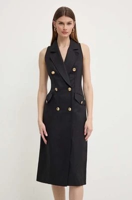 Zdjęcie produktu Luisa Spagnoli sukienka z domieszką lnu PINACOLO kolor czarny mini rozkloszowana 540842
