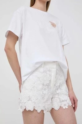 Zdjęcie produktu Luisa Spagnoli szorty damskie kolor biały gładkie high waist