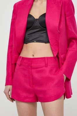Zdjęcie produktu Luisa Spagnoli szorty lniane AUSILIO kolor różowy gładkie medium waist 541135