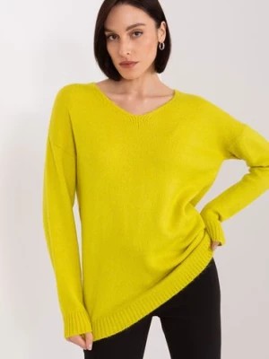 Zdjęcie produktu Luźny sweter damski limonkowy RUE PARIS