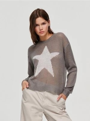 Zdjęcie produktu Luźny sweter z motywem gwiazdy szary House