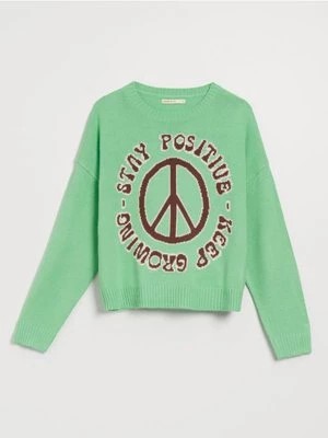 Zdjęcie produktu Luźny sweter z pacyfką zielony House
