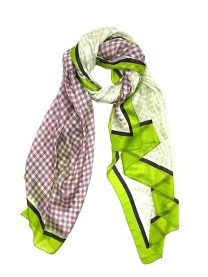 Zdjęcie produktu Made in Silk Jedwabny szal w kolorze zielonym ze wzorem - 180 x 90 cm rozmiar: onesize