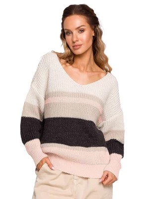 Zdjęcie produktu made of emotion Sweter w kolorze beżowym ze wzorem rozmiar: L/XL