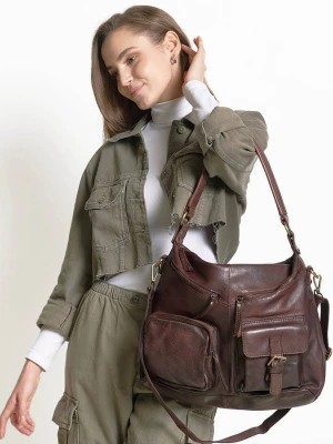 Zdjęcie produktu Magnetico - włoska torebka damska na ramię skórzana multi pockets czekoladowy brąz Merg
