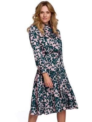 Zdjęcie produktu Makover Sukienka w kolorze zielono-jasnoróżowym ze wzorem rozmiar: XL
