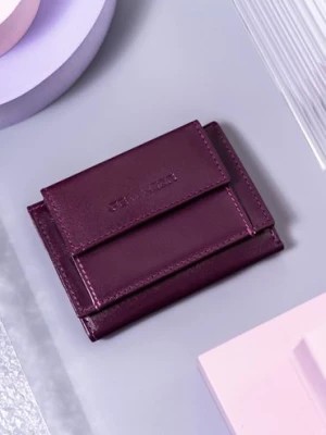 Zdjęcie produktu Mały, skórzany portfel damski z systemem RFID Protect Peterson- fioletowy