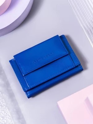 Zdjęcie produktu Mały, skórzany portfel damski z systemem RFID Protect Peterson- niebieski