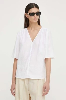 Zdjęcie produktu Marc O'Polo bluzka lniana kolor biały gładka