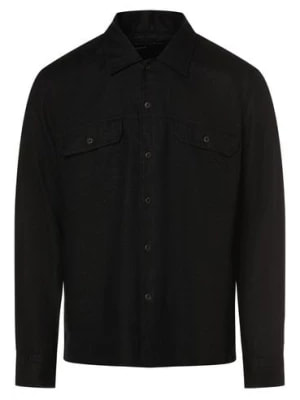 Zdjęcie produktu Marc O'Polo Męska koszula lniana Mężczyźni Regular Fit len czarny jednolity,