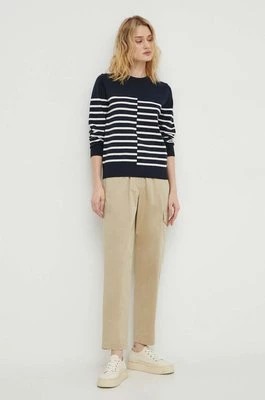 Zdjęcie produktu Marc O'Polo spodnie damskie kolor beżowy proste high waist