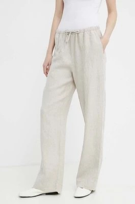 Zdjęcie produktu Marc O'Polo spodnie lniane kolor beżowy proste high waist M04028610381