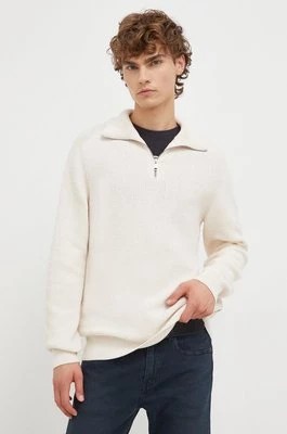 Zdjęcie produktu Marc O'Polo sweter bawełniany kolor beżowy z półgolfem