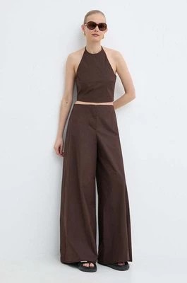 Zdjęcie produktu Marella spodnie damskie kolor brązowy szerokie high waist 2413131092200