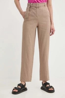Zdjęcie produktu Marella spodnie lniane kolor beżowy proste high waist 2413131055200