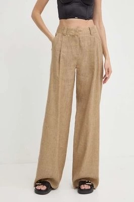 Zdjęcie produktu Marella spodnie lniane kolor beżowy proste high waist 2413131122200