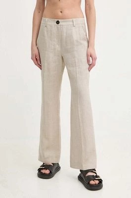 Zdjęcie produktu Marella spodnie lniane kolor beżowy proste high waist 2413131272200