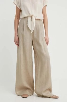 Zdjęcie produktu Marella spodnie lniane kolor beżowy szerokie high waist 2413131184200