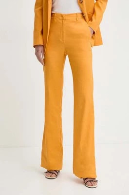 Zdjęcie produktu Marella spodnie lniane kolor pomarańczowy dzwony high waist 2413131132200