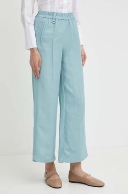 Zdjęcie produktu Marella spodnie z domieszką lnu kolor niebieski proste high waist 2413131085200