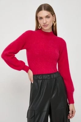 Zdjęcie produktu Marella sweter wełniany damski kolor różowy ciepły z półgolfem