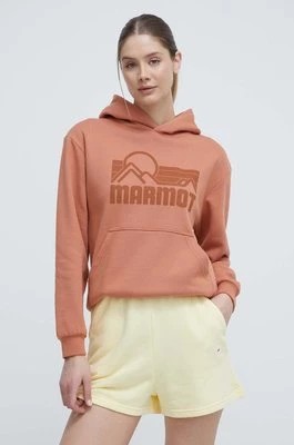 Zdjęcie produktu Marmot bluza dresowa Coastal kolor pomarańczowy z kapturem z nadrukiem