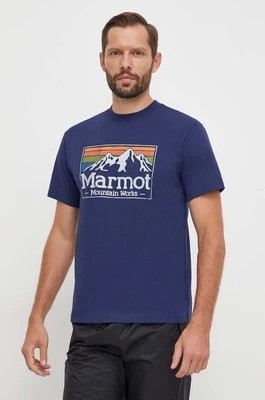 Zdjęcie produktu Marmot t-shirt sportowy MMW Gradient kolor granatowy z nadrukiem
