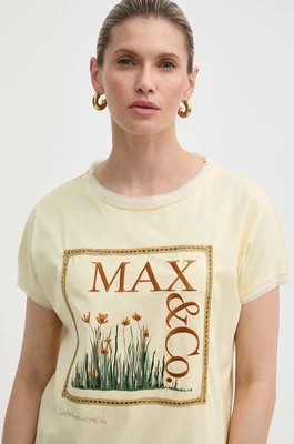 Zdjęcie produktu MAX&Co. t-shirt bawełniany x FATMA MOSTAFA damski kolor żółty 2416941018200