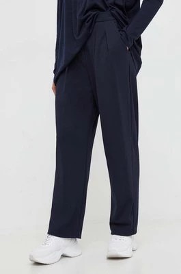 Zdjęcie produktu Max Mara Leisure spodnie damskie kolor granatowy proste high waist