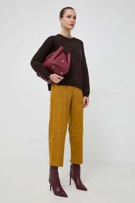 Zdjęcie produktu Max Mara Leisure spodnie damskie kolor żółty proste high waist
