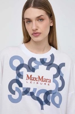 Zdjęcie produktu Max Mara Leisure t-shirt bawełniany damski kolor biały 2416971018600