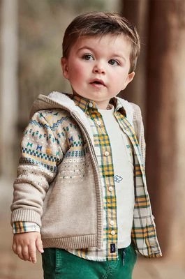 Zdjęcie produktu Mayoral bluza niemowlęca kolor beżowy z kapturem wzorzysta