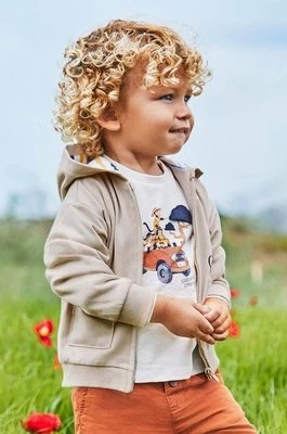 Zdjęcie produktu Mayoral bluza niemowlęca kolor beżowy z kapturem z aplikacją